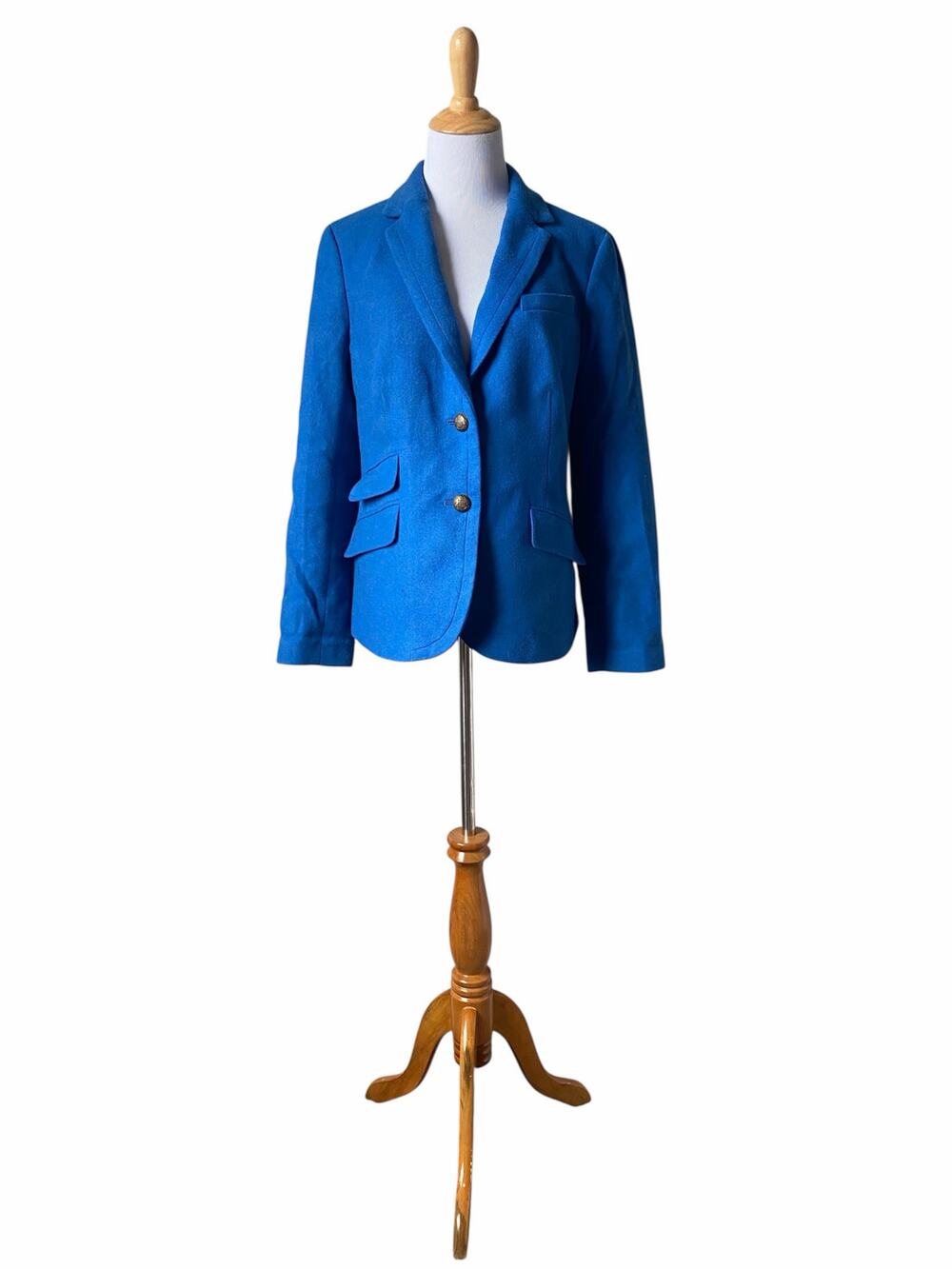 NWT Talbots Blue Wool Blend 2 Crested Button Lined Career Blazer Jacket Sz 12